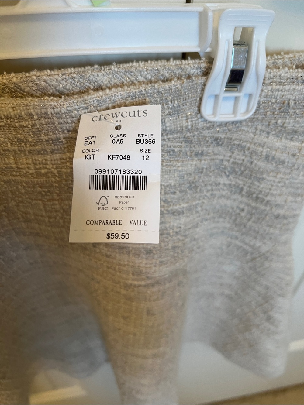 NEW Crewcuts Girls  Neutral Tweed A-Line Skirt - Picture 2 of 5